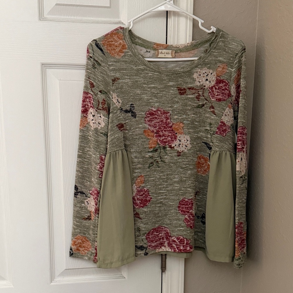 Altar'd State Floral Long Sleeve Top - Green and Pink